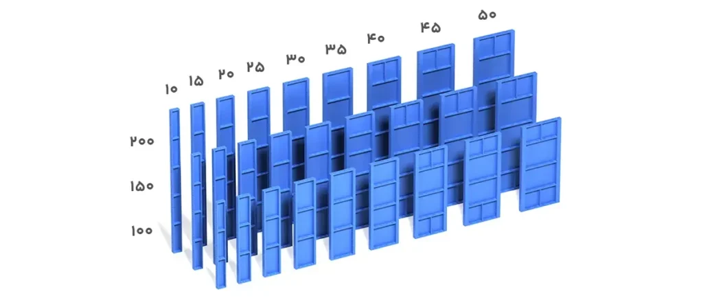 ابعاد قالب فلزی بتن
